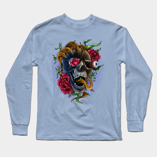 tattoo skull Long Sleeve T-Shirt by VicInFlight